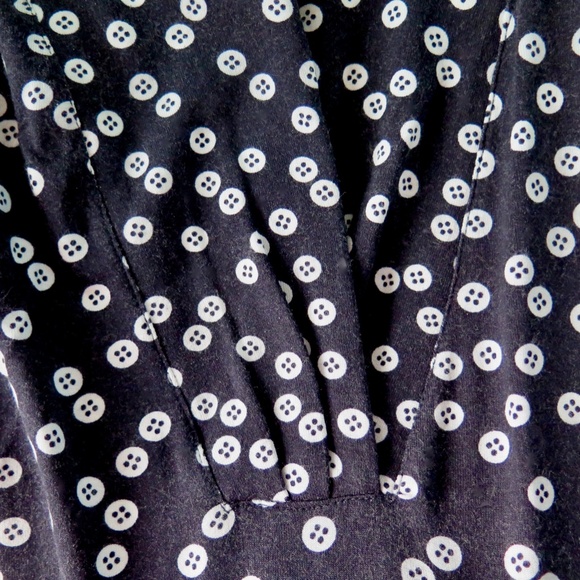 Hobbs Navy Button Print Jersey Dress, Tie Waist - Picture 7 of 13